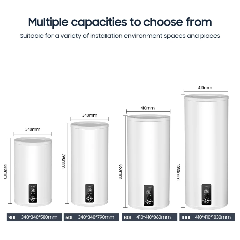 Manufacturer 30L-100L 1600W 220V Electric Shower Hot Water Heaters Wall Mounted Tank Boiler Storage for Household Bathroom Use