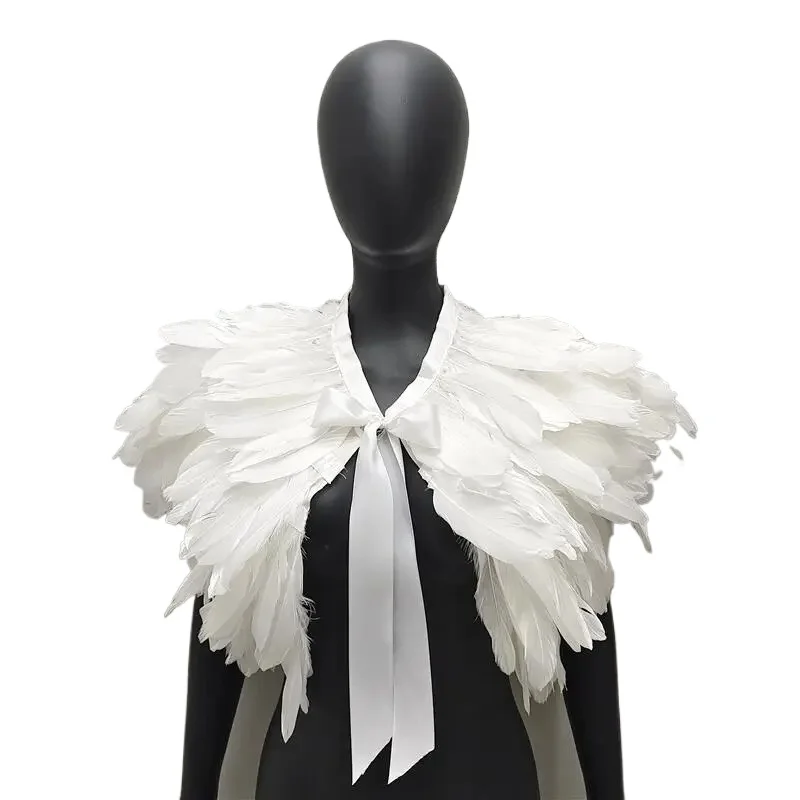 Neck Scarves Woman Scarf Women Gothic Style Shawls Turkey Dress Cape Halloween Fur Shawl Feather Wedding Party Shawl Cosplay