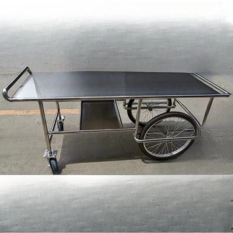 Hospital funeral home simple thickened stainless steel body truck flat conveyor transfer truck body cart