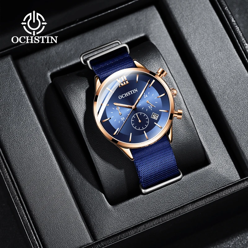 Ochstin Nieuw 2024 Heren Quartz Horloge Waterdicht Heren Horloges Klassiek 6-Disc Handen Quartz Polshorloge Waterdicht Armatuur Polsband