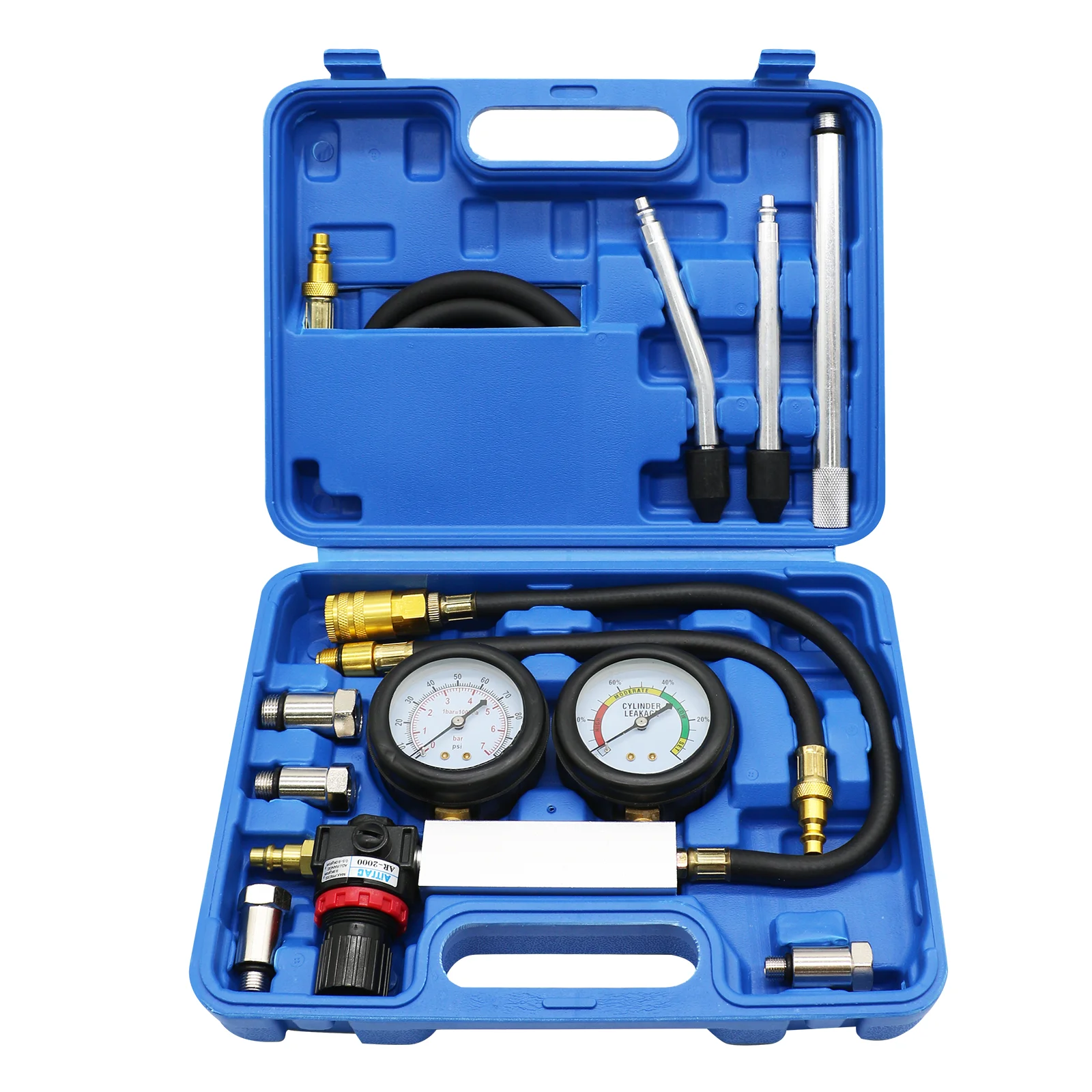 New-Function Cylinder Leak Down Tester Automotive Kit Gasoline Engine Compression Tester Dual Gauge Leakdown Detector Tool Set