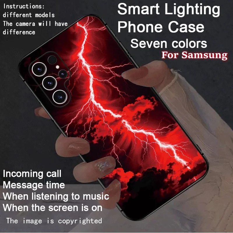 

Red Lighting LED Light Up Phone Cases For Samsung S24 S23 S22 Plus FE S25 S26 Ultra A55 A15 A17 Glow Call Music Protective Cover