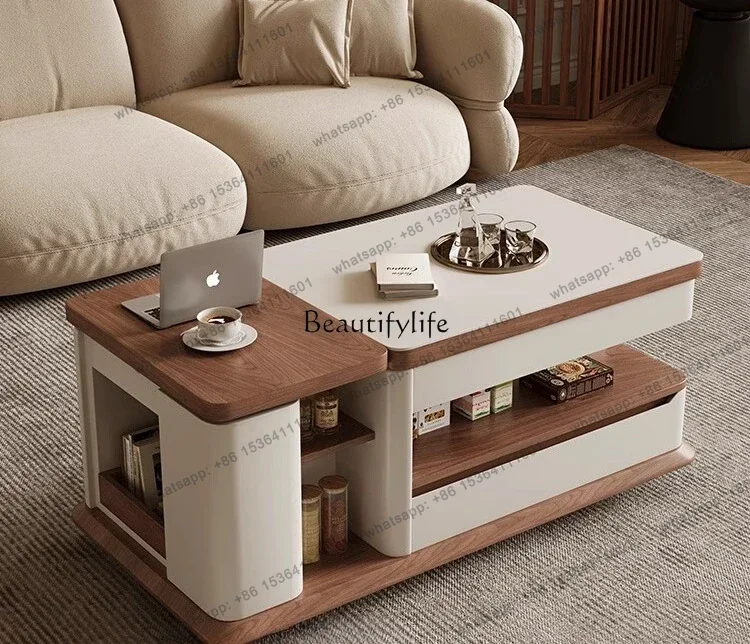 Customizable Movable Lifting Rock Slab Coffee Table Living Room Household Small Apartment Modern Simple Advanced New Multi-fu