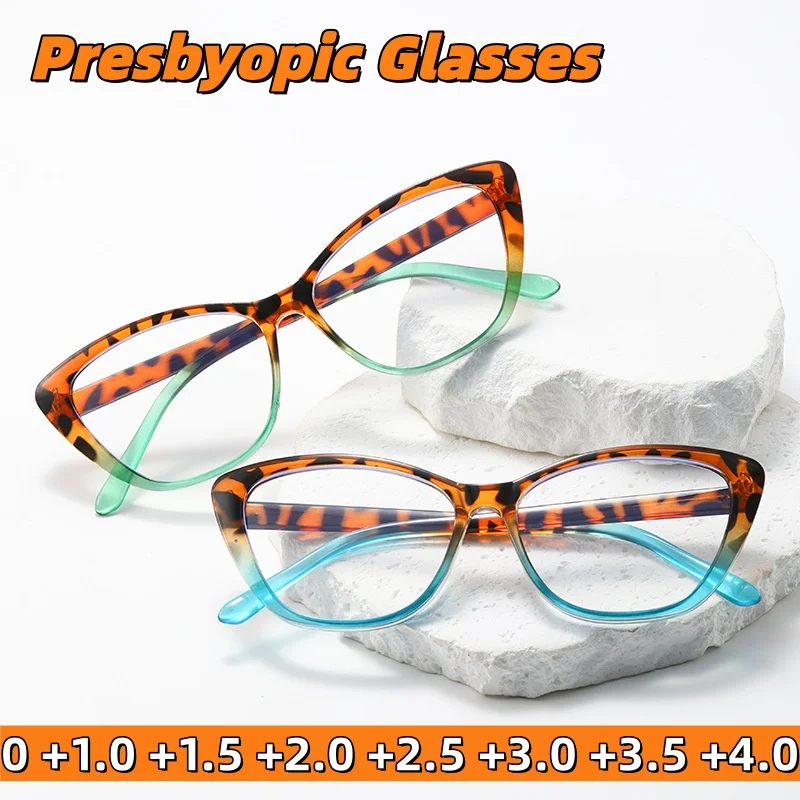 

Stylish Cat-Eye Anti-Blue Light Presbyopia Glasses Unisex High-Definition and Comfortable Reading Eyewear Diopter 0 To +4.0