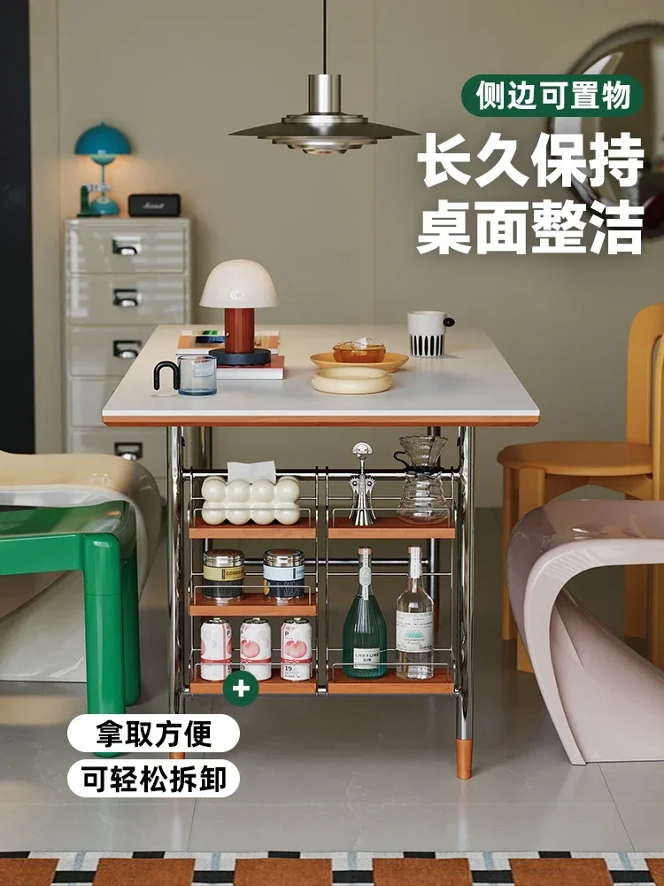 Dining table solid wood medieval rock slab table Nordic small apartment rectangular household Japanese dining table