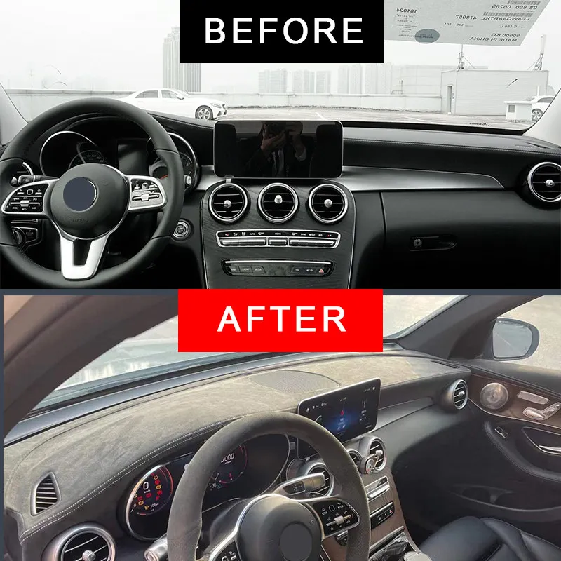 Custom in Alcantara Car Dashboard Cover for Mercedes-Benz C-Class C200 C180 C260 C300 GLC 2016-2020 Wheel Cover Door Top Covers