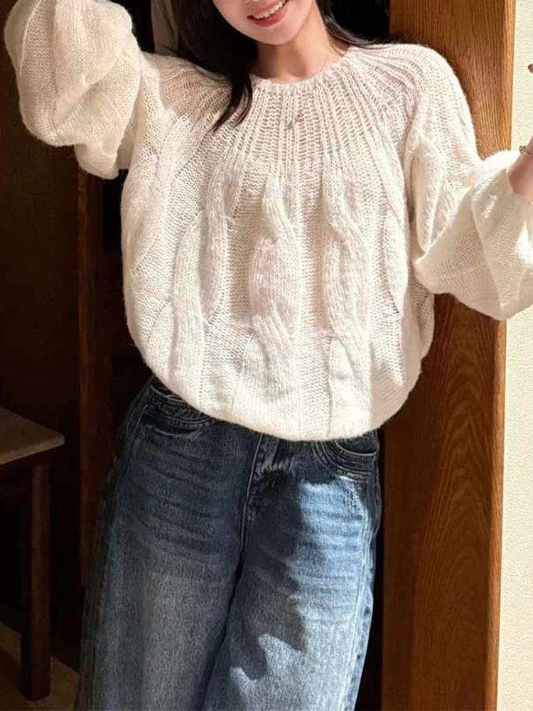 

Мягкий вязаный свитер с вырезами, женский свободный крой, круглый длинный све, топ на осень-зиму, удобный утягивающий топ