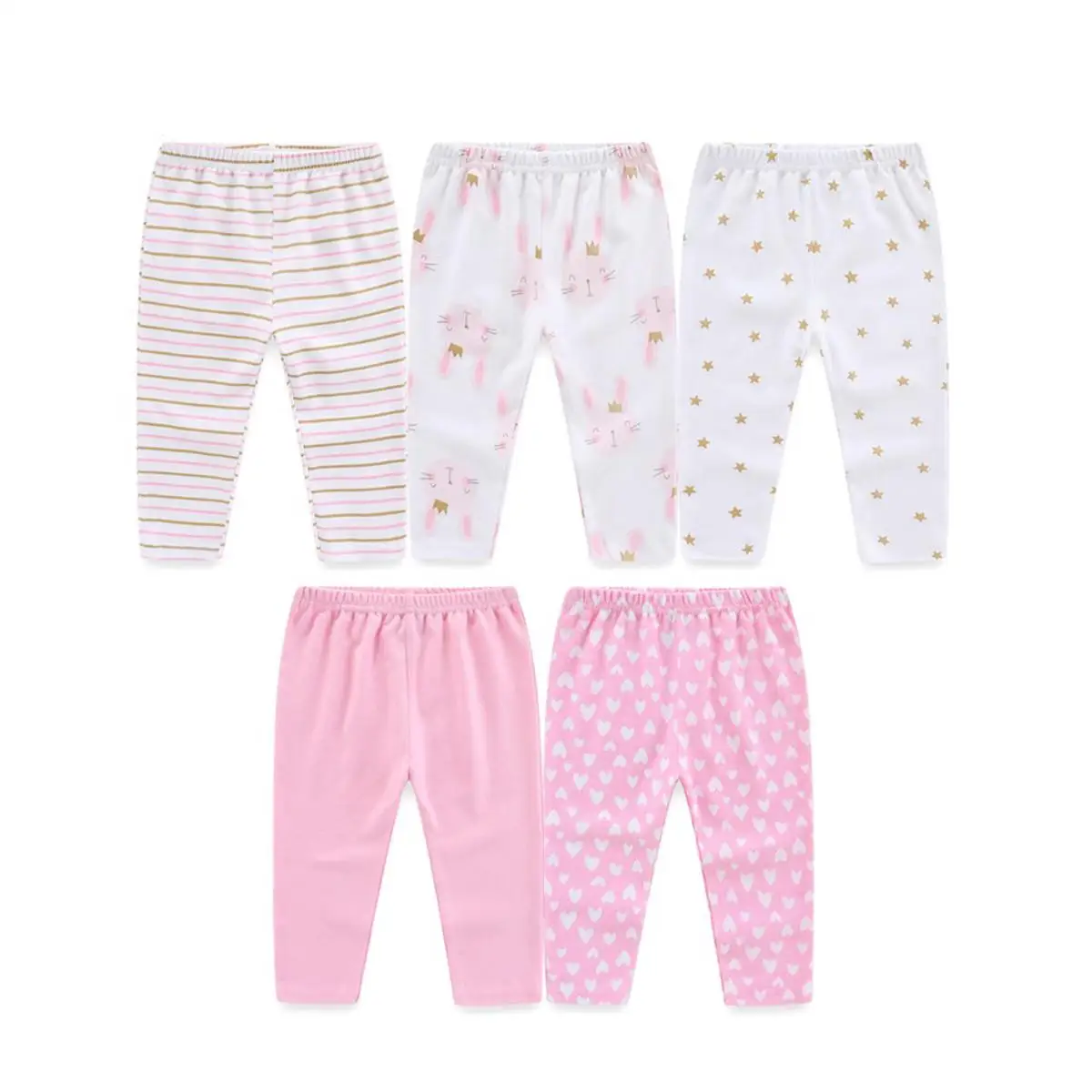 Fetchmous 5 PCS/LOT  Four Seasons Unisex Newborn Baby Pants 100%Cotton Soft Girl Baby Boy Girl trousers 0-12 months baby pants