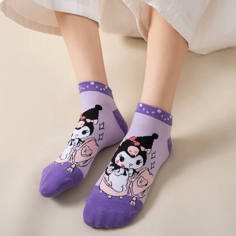 Bonito Cartoon Anime Meias para Meninas, Sanrio Estudante Meias Curtas, Confortável e Respirável, Kawaii Esportes ao Ar Livre, Presentes Brinquedos, Kuromi