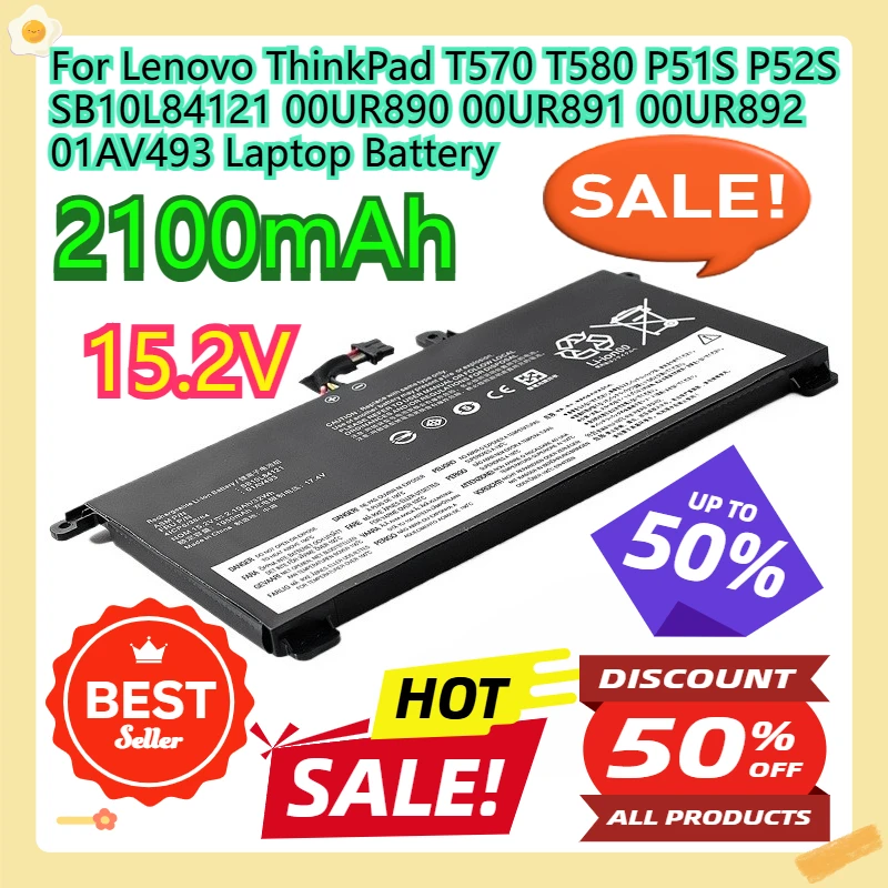 

Аккумулятор для ноутбука Lenovo ThinkPad T570 T580 P51S P52S SB10L84121 00UR890 00UR891 00UR892 01AV493