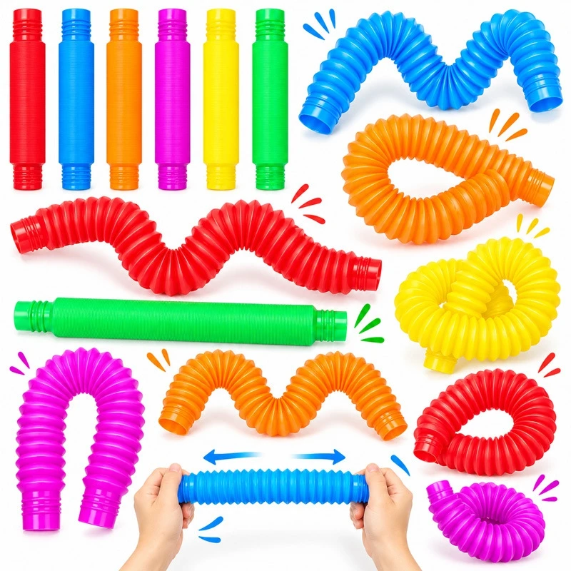 Bulk Fidget XL Tubes Sensory Calming ADHD Autism Anxiety Stress Relief Toys Kids Party Favors Classroom Prizes Birthday Gift