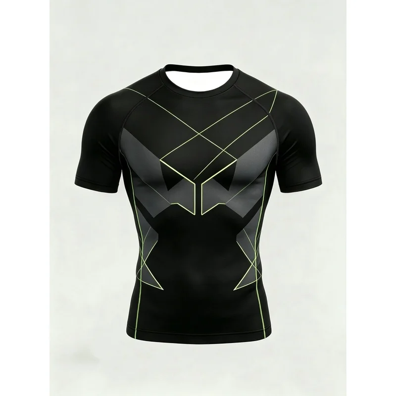 Men's round neck tight-fitting short-sleeved shirt T T-shirt gym strength training outdoor running sporty style