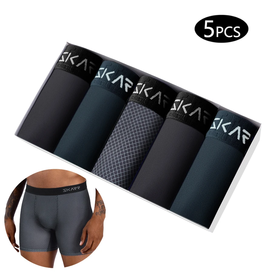 5pcs Pack 2024 Men Panties New Print Underwear Man Brand Boxer And Underpants For Homme Luxury Set Sexy Polyester Shorts Slip