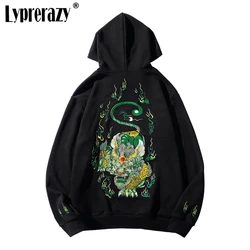 Lyprerazy Embroidery Hoodies National Tide Kirin Embroidery Sports Hoodie Chinese Style Cotton Loose Pullovers