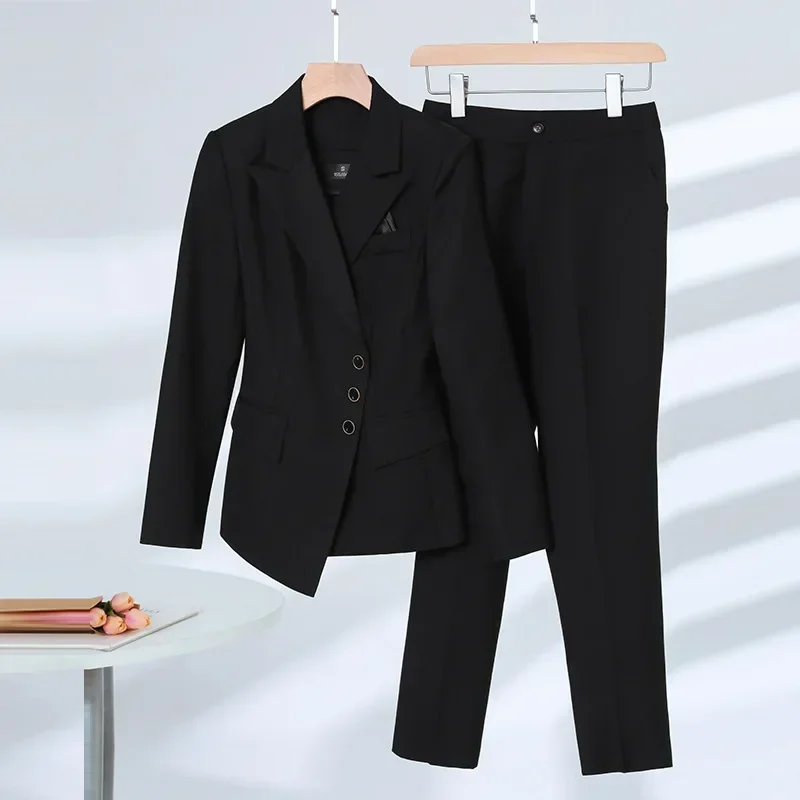 Kaki Damespak Broek Set 2-delige Blazer + Broek Vrouwelijke Lente Office Dame Zakelijke Werkkleding Formele Elegante Jas Galajurk