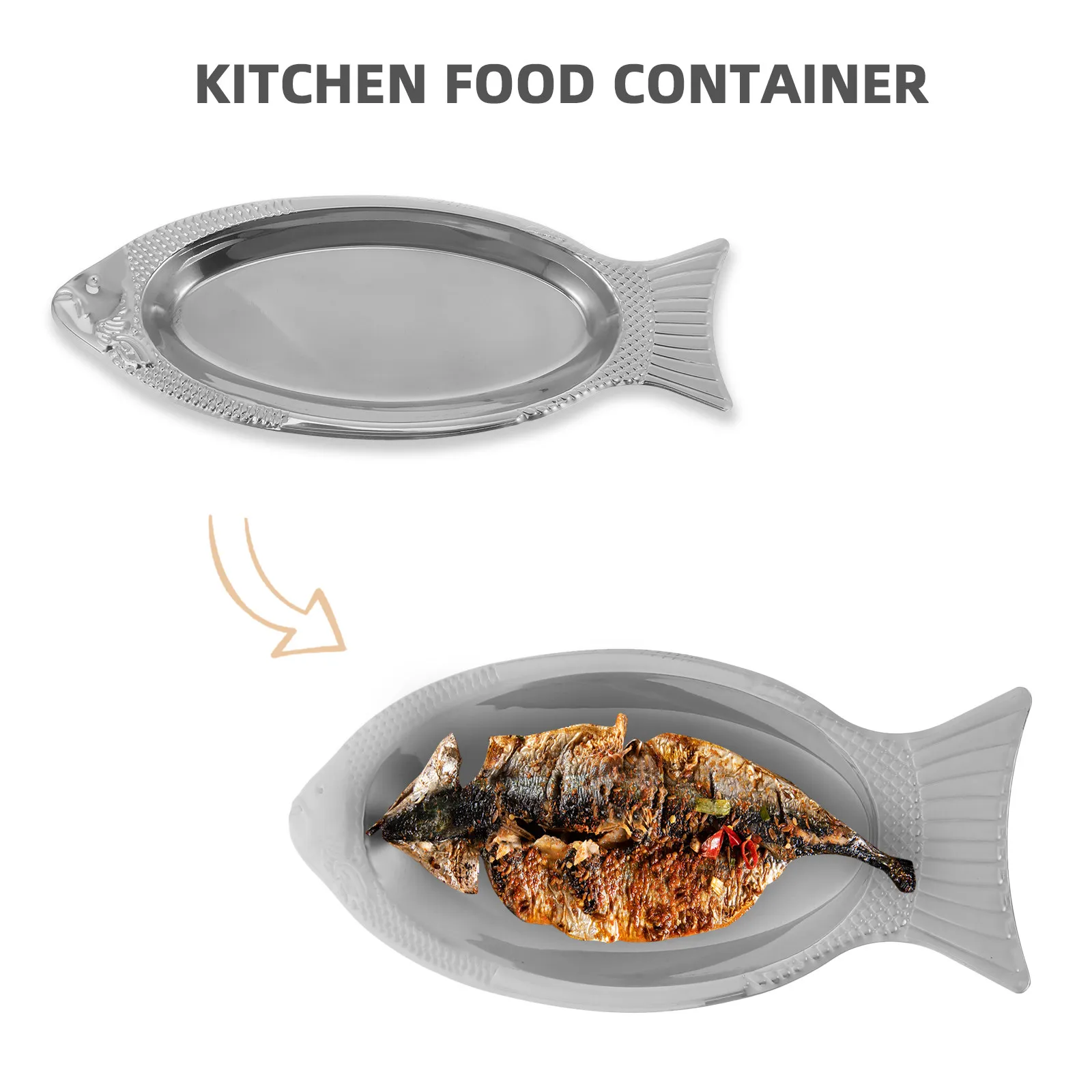 1Pcs Fish Shaped Stainless Steel Food Plate Steamed Fish Tray High Temperature Resistant Polished Surface Elegant Serving Dish view 5