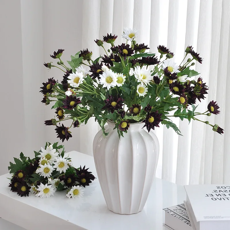 

10 шт. Искусственные шелковые цветы: маленькие ветки маргариток, имитация диких хризантем, оранжевые цветы для декора гостиной