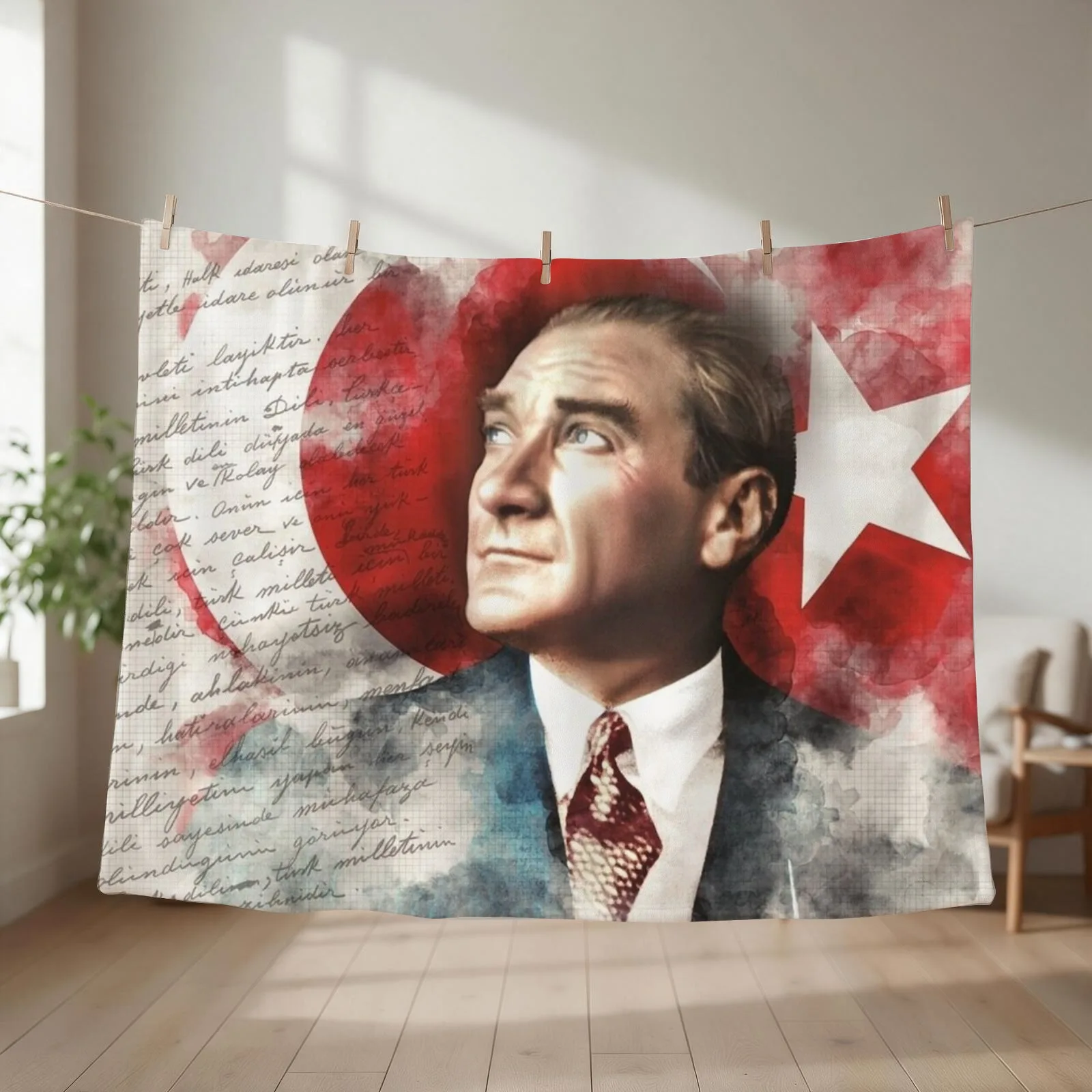 Ataturk Turkish Flag Throw Blanket For Sofa Thin Giant Sofa Camping Thermals For Travel Blankets