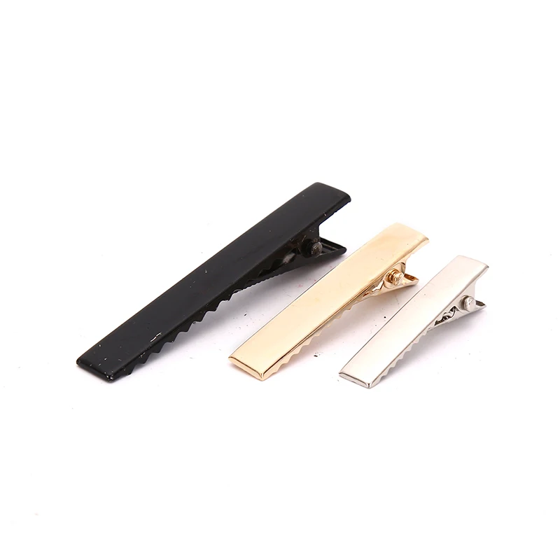 100pcs Black Hairclips Single Prong Alligator Hairpin Blank Setting Hair Clips