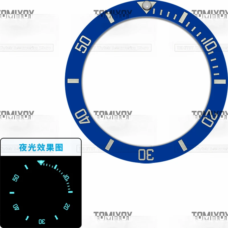 40MM Ice Blue Luminous Blue Black Green Ceramic Oblique Watch Bezel Insert Fit For RLX SUB Mechanical Wristwatch