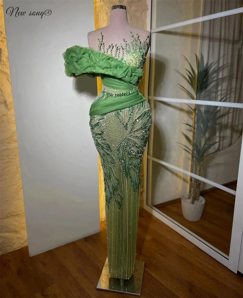 2026 Stylish Grass Green Maxi Party Dress Irregular One-Shoulder Mermaid Dress Elegant Wedding Engagement Gowns Cocktail Dresses