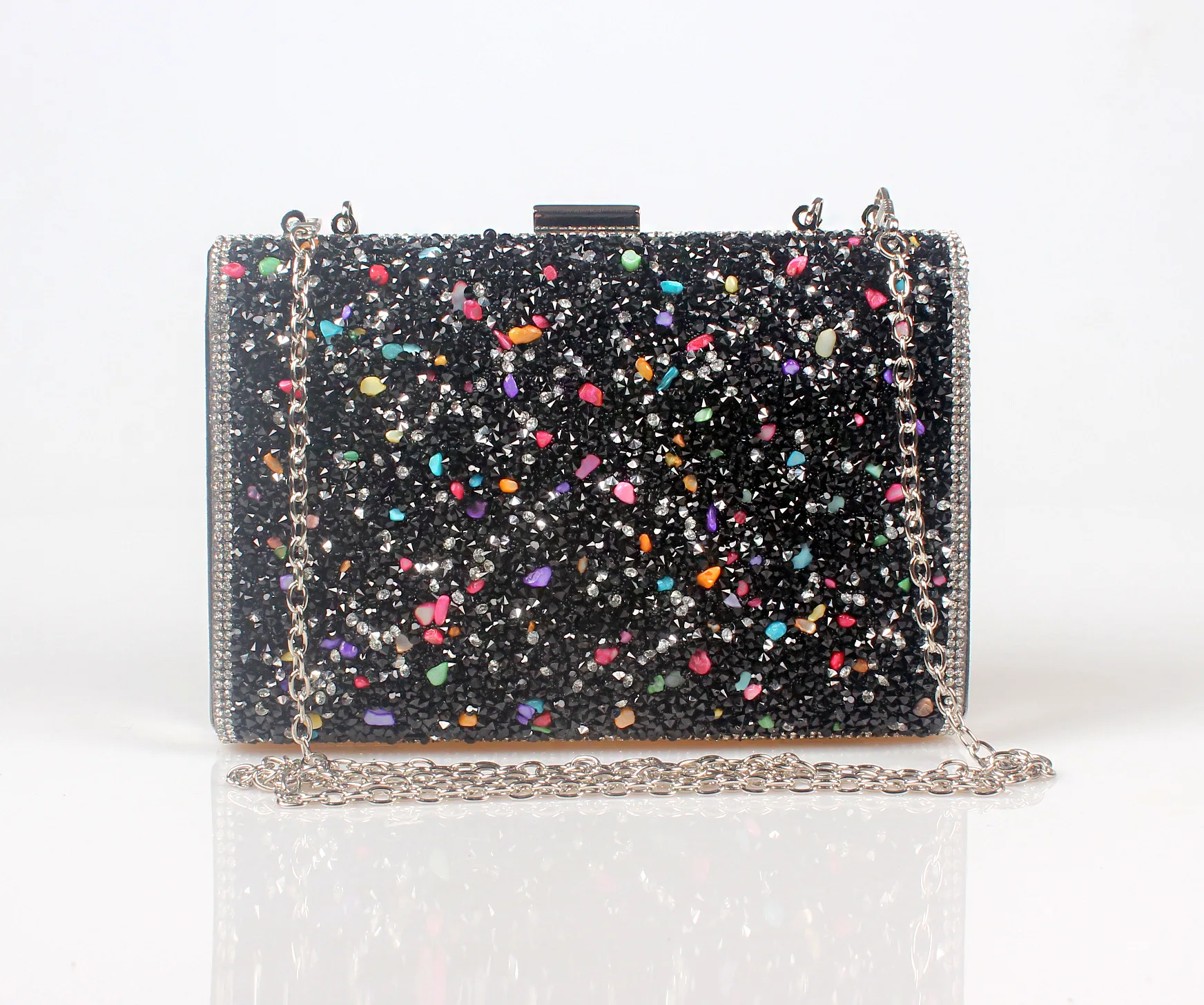 

Rhinestone Dinner Colorful Stone Diamond-encrusted Bride Bag Hand In Hand, Diagonal Back Evening Bag Trendy Snap Closure Handbag