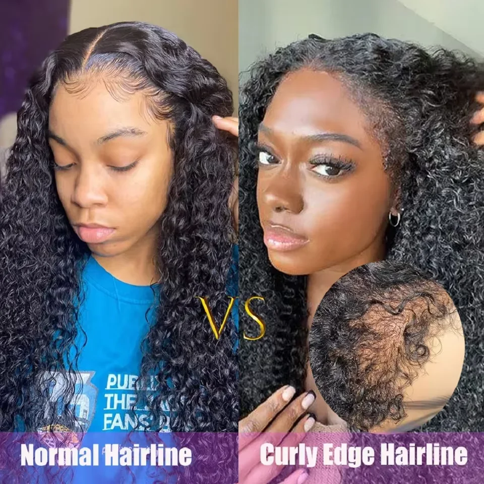 Kinky Curly 4C Edges Baby Hair Lace Wigs Deep Wave 13x6 HD Lace Frontal Wig 100% Human Hair Curly13x4 Lace Front Human Hair Wigs