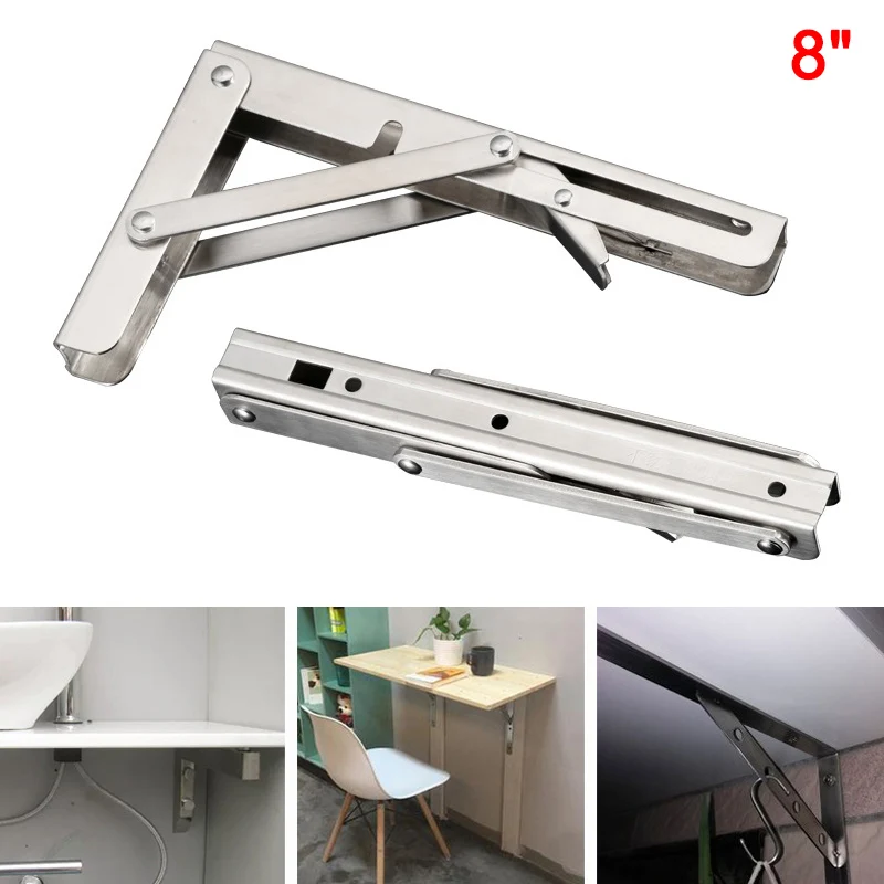2pcs Multiple Sizes Triangle Folding Bracket Shelf Table Desk Floating Shelf Collapsible Space Saving DIY Wall Mounted Bracket