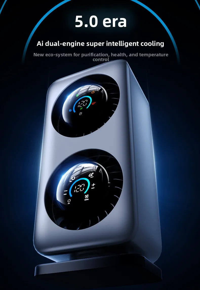 Long Endurance Dual Turbine Mini Desktop Fan Low Noise For Household Office Tabletop Cooling