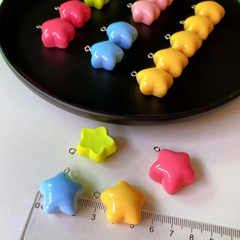 10 قطعة قلادة خماسية ثلاثية الأبعاد من الراتنج الملون الحلوى ، قلادة خماسية جميلة ، إكسسوارات قلادة على شكل نجمة ملونة 2025 #3
