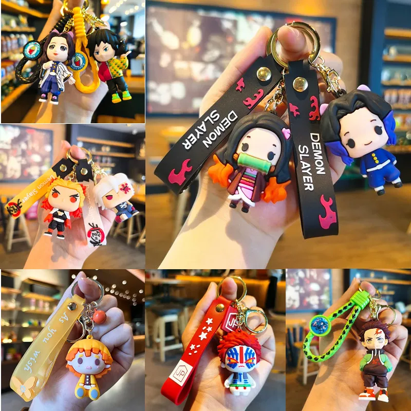 Demon Slayer Kimetsu No Yaiba Blade of Ghost Keychain Cute Characters Bag Decor Car Key Chain Ring Fans Gift