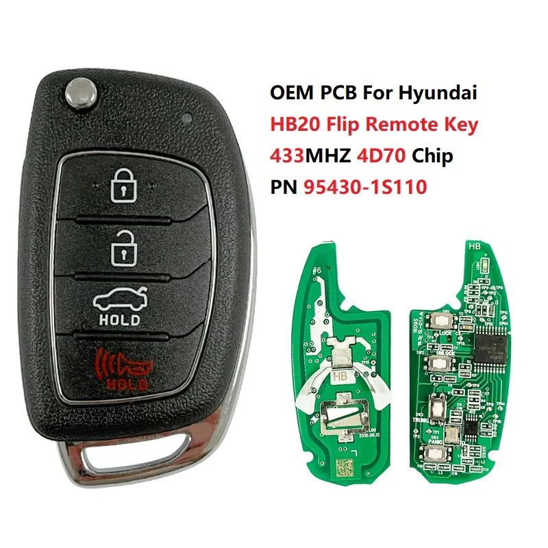 CN020051 Original PCB Part Nunber 95430-1S110 For Hyundai HB20 12 (2012-2015)  Flip Key Remote 3 Button 4D60 80BIT Chip