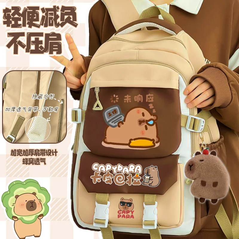 Kapibara primary school student backpack cartoon ridges high-looks large-capacity anti-dirty knapsack capybara school backpack