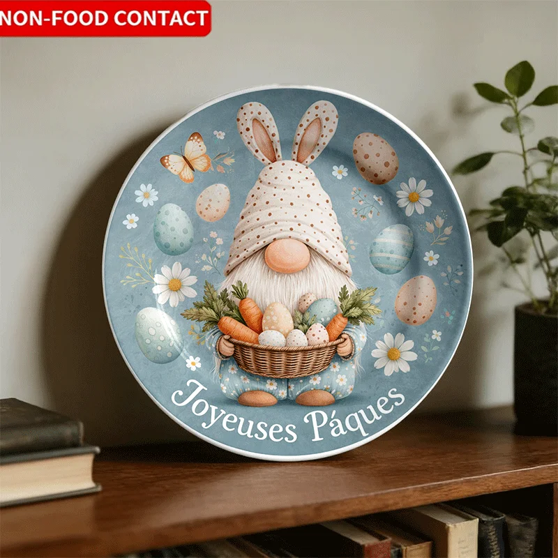 Elegant Rabbit Easter Egg Pattern Ceramic Decorative Plate | 