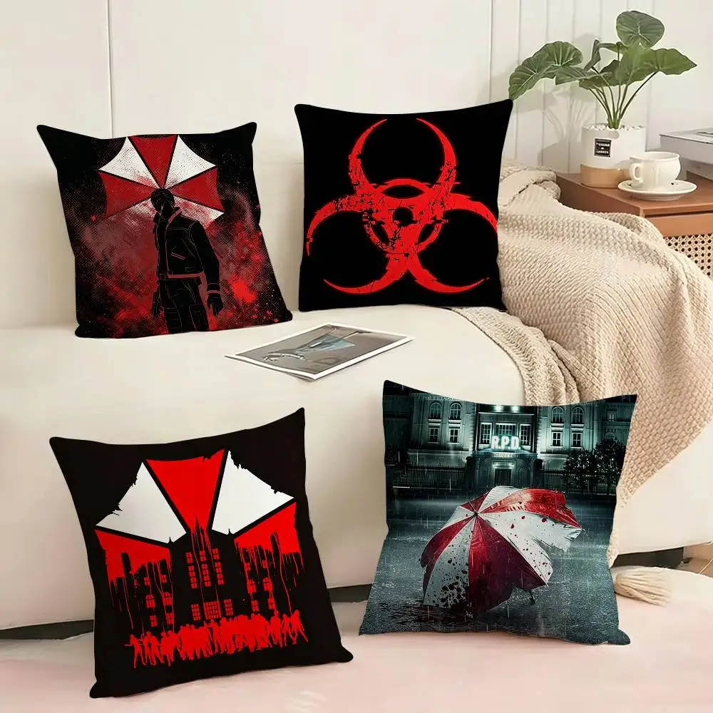 Horror game R-Resident Evil Umbrella Corporation  Pillow Case Square Double-Sided Sofa Cushion Cover Bedroom Bedside Pillow Gift