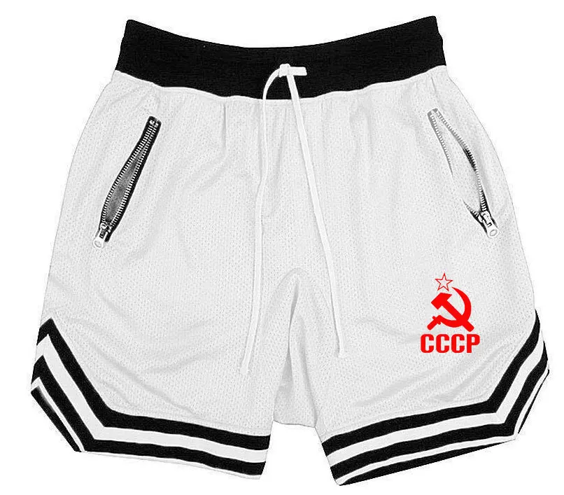 Sommerliche CCCP Russland Herren-Freizeit-Basketballshorts – Marken-Mehrfarben-Hip-Hop-Herren-Basketballhosen für Komfort und Freizeit – Detail 4