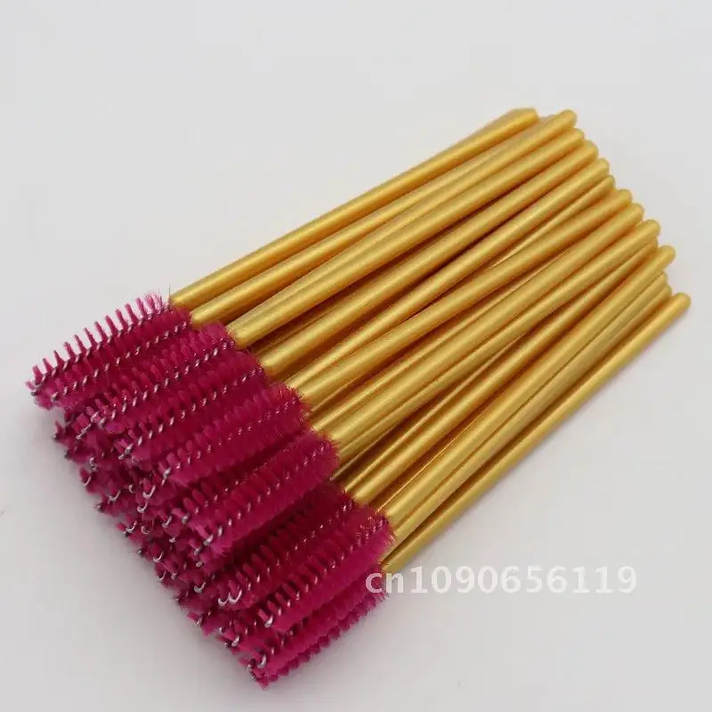 1000 Stuks Mix Kleuren Wimperborstel Top Hoeveelheid Nylon Wegwerp Mascara Wands Wimpers Gouden Handvat Make-Up Kwasten Wimperverlenging