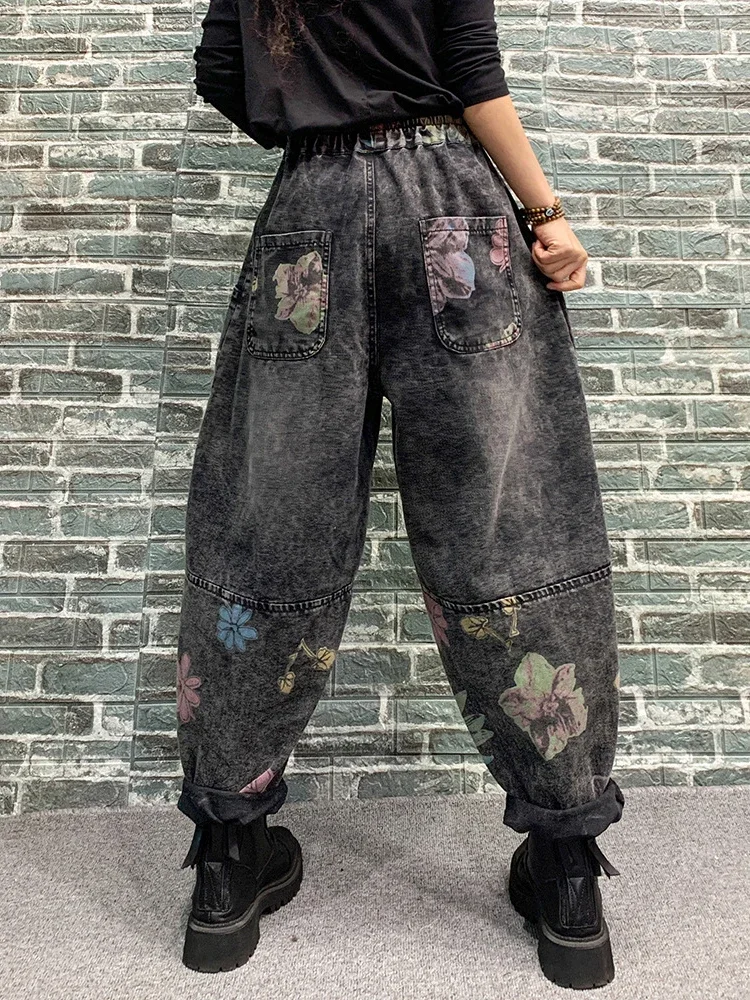 Max LuLu 2024 Spring Womens Fashion Jeans Ladies Loose Vintage Printed Denim Pants Females Classic Casual Floral Harem Trousers