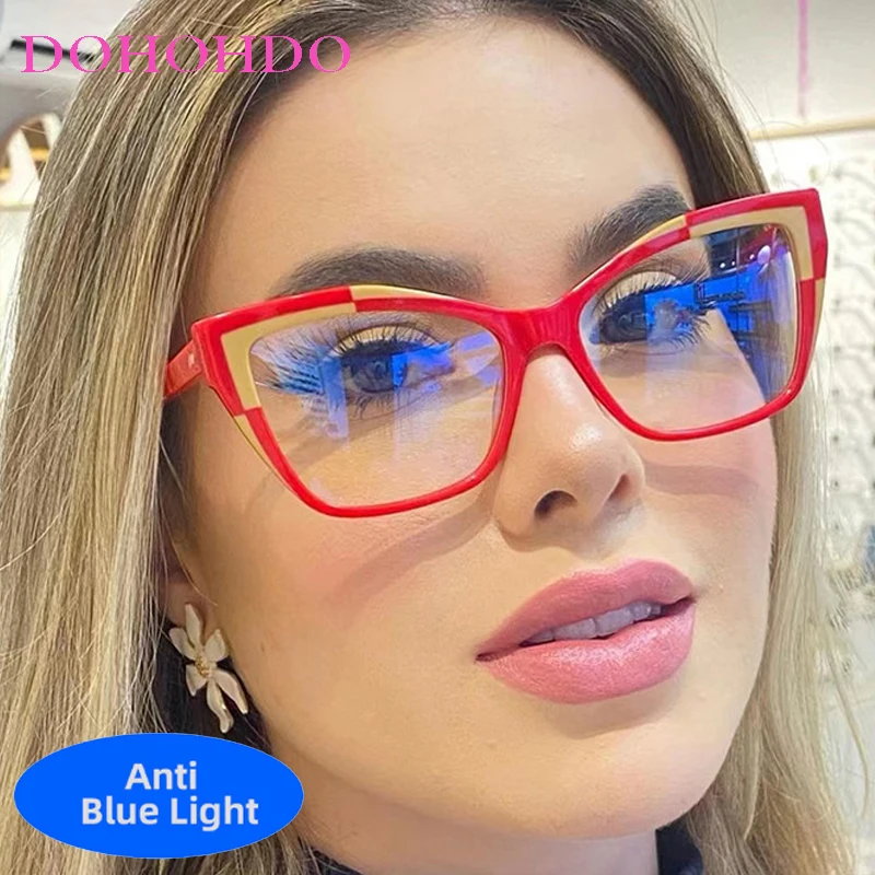 

Retro Big Cat Eye Luxury Brand Design Women Men Anti-Blue Light Glasses Reading Work For Computer Eye Protection Eyewear Lentes