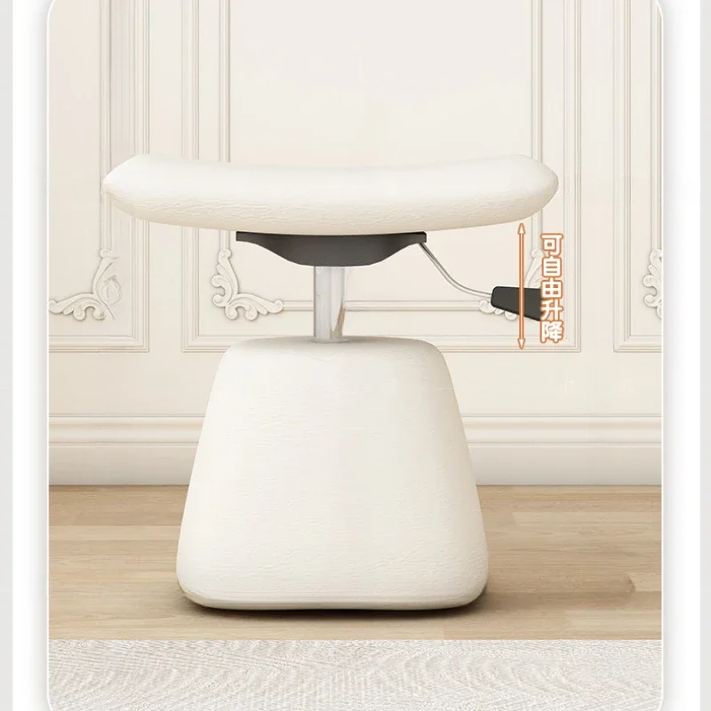 Cream Style Makeup Stool, Light Luxury, High-end Master Bedroom Dressing Table Stool, Liftable, Simple Modern Leather Furniture