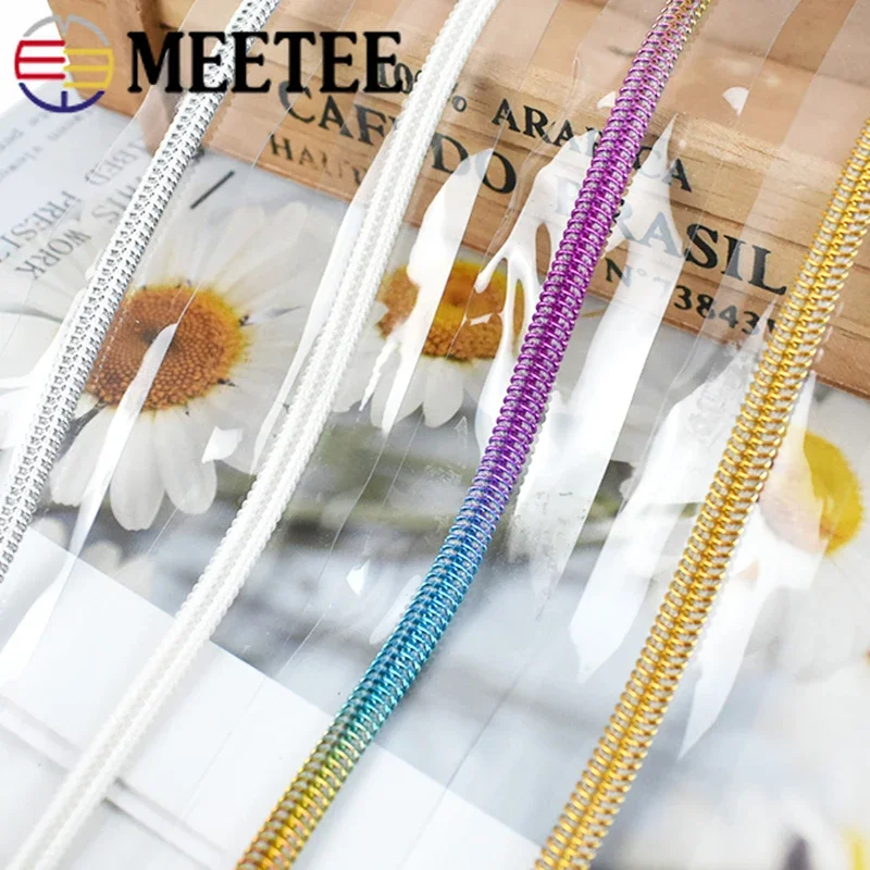 

2/5/10Meter 3# 5# Waterproof Nylon Zipper Tape PVC Transparent Decorative Zip Repair Kit Clothes Raincoat Bag Sewing Accessories