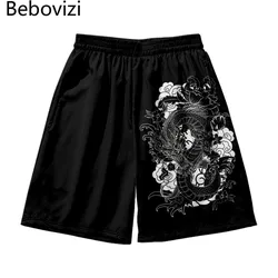 Chinese Dragon Manga Print 2022 Summer Beach Shorts Casual Bermudas Sweatshorts Men Fashion Oversized Gym Shorts Plus Size