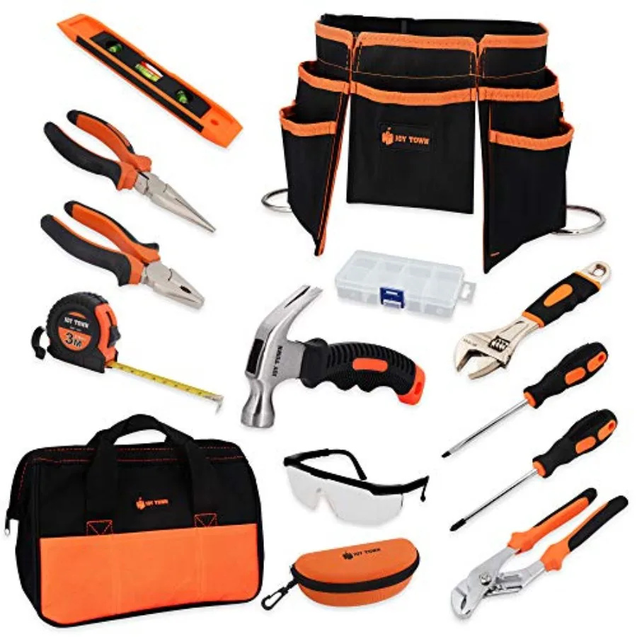 

JoyTown Real Tool Set - Junior Steel Forged Tool Kit for with Real Hand Tools, Tool Belt, Portable Tool Bag, Perfect Learning T