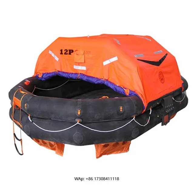

12 Man Inflatable Yacht Liferaft Boat Life Raft Life Vest with Accessories