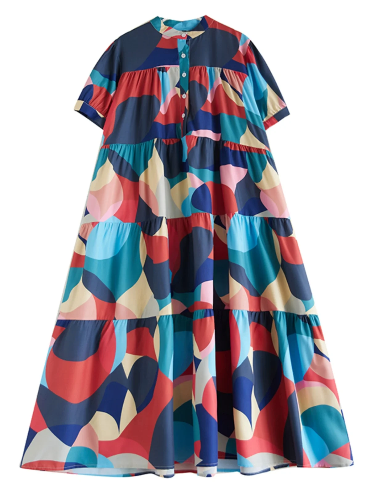 Korean Sle Summer Loose Slimming ort Sve Print Midi irt Dr Polyester Cotton Long Skirt Women's Faion Casual Dr