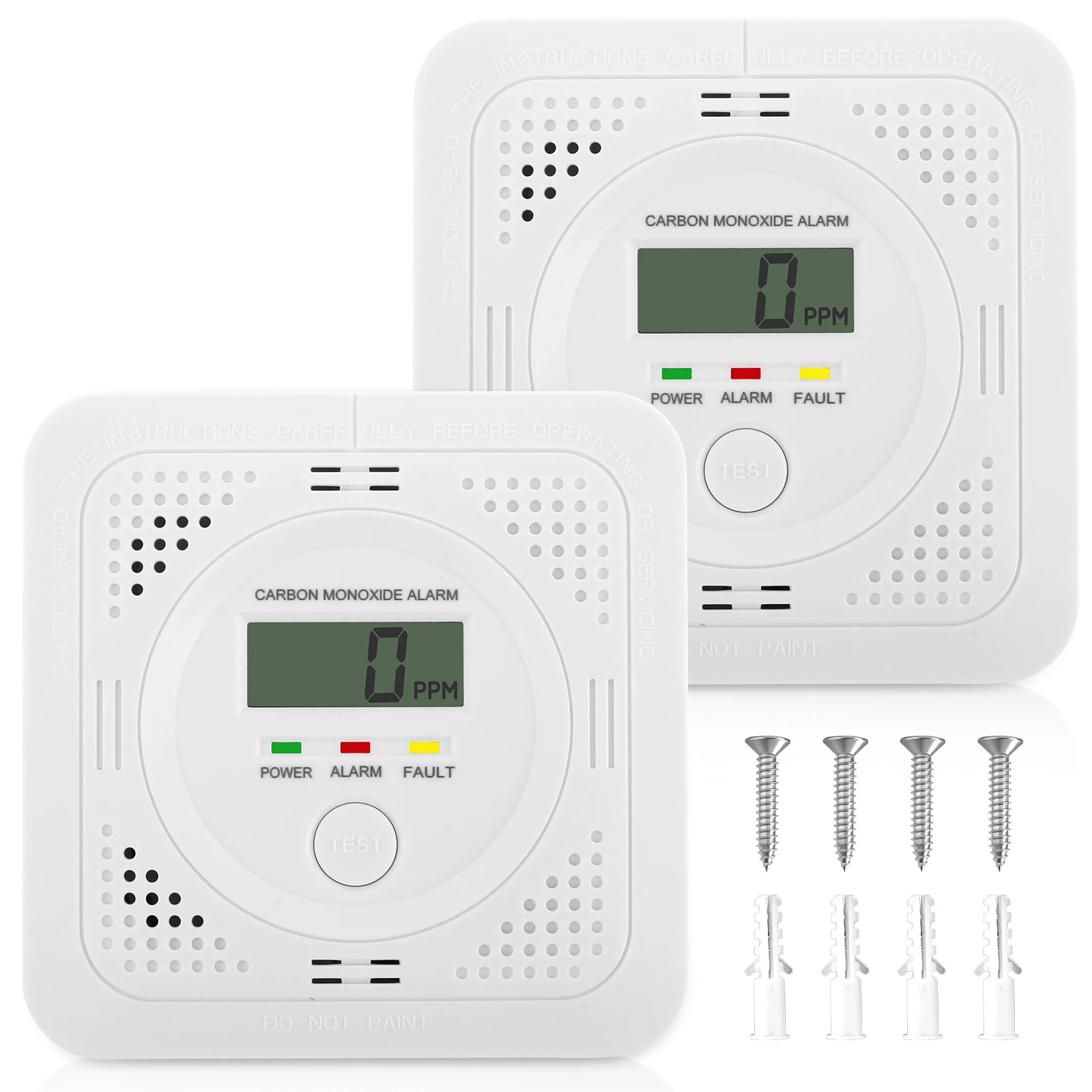 Rilevatori di monossido di carbonio, rilevatore di CO con display digitale LCD e avviso sonoro, elencato in ETL, funzionamento a batteria per la scuola domestica