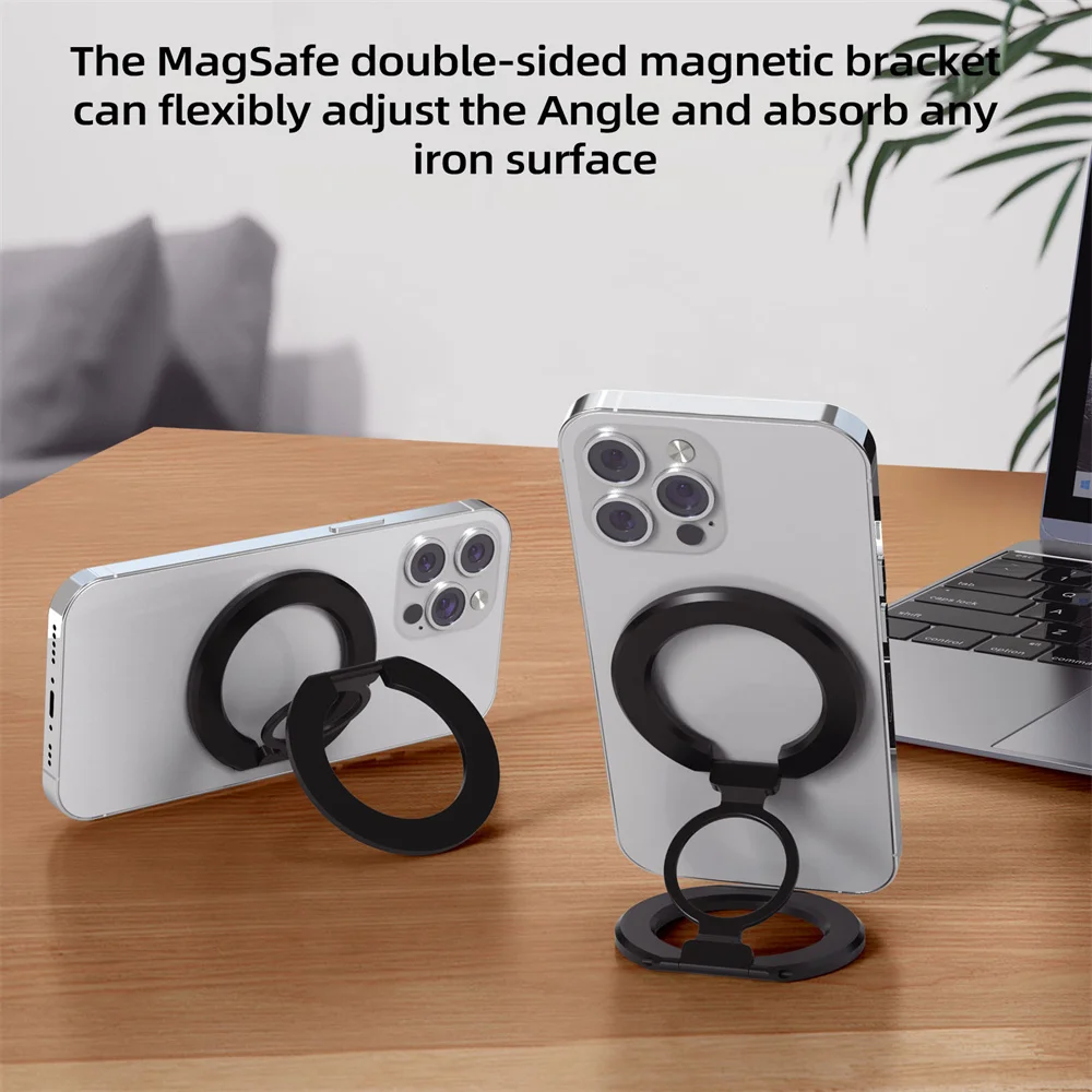 2024 Opvouwbare Dubbelzijdige Magnetische Telefoon Ring Houder Voor Magsafe Kickstand Magneet Grip Voor Iphone 15 14 Huawei Telefoon Stand