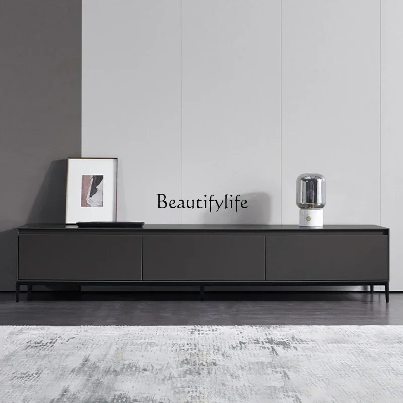 

Italian minimalist TV cabinet modern minimalist light luxury high-end gray paint designer style