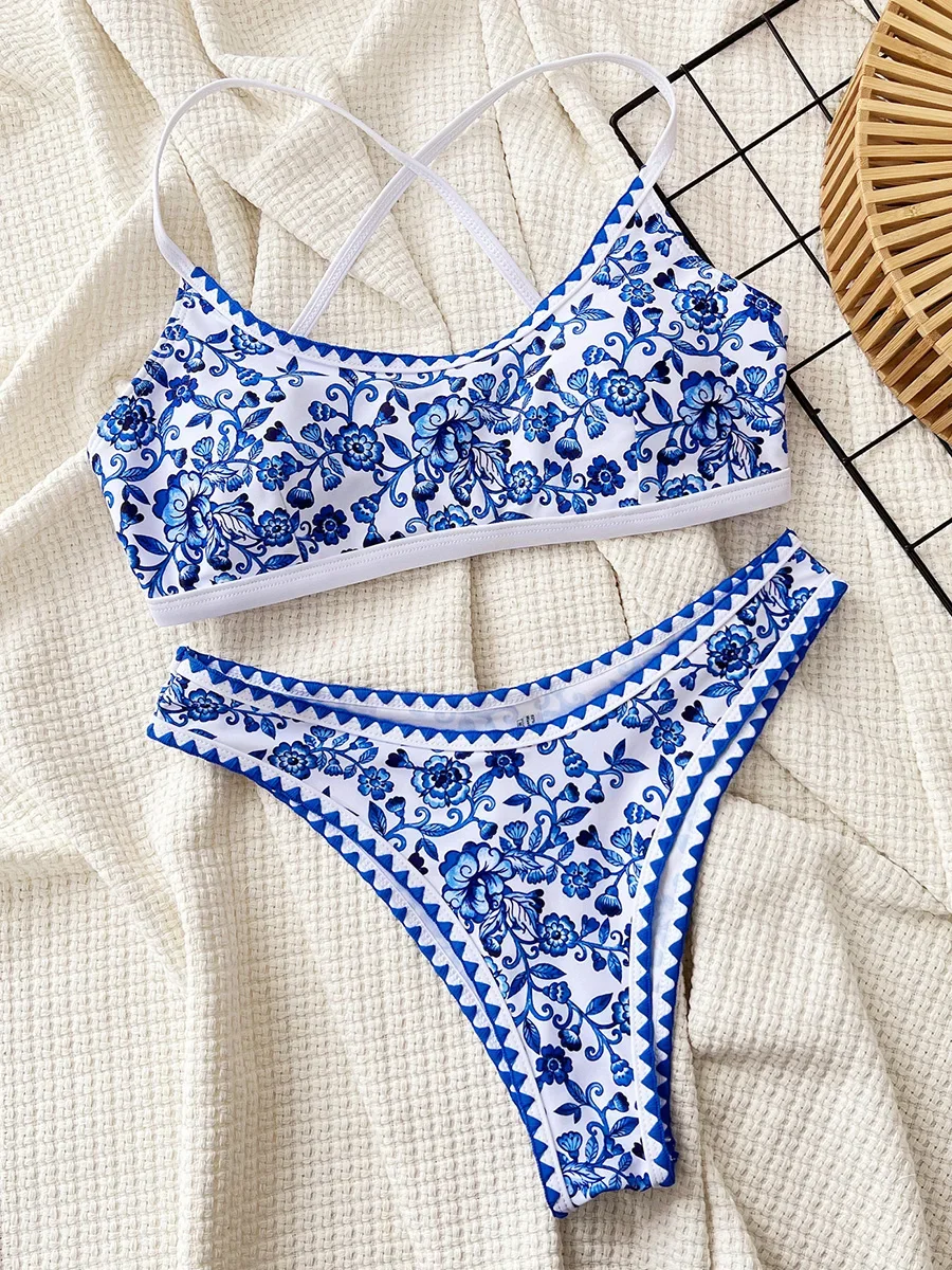 

Сексуальный бразильский бикини с цветочным принтом, женский купальник, женский купальник, комплект бикини из двух частей, мягкий купальный костюм, купальный костюм для леди