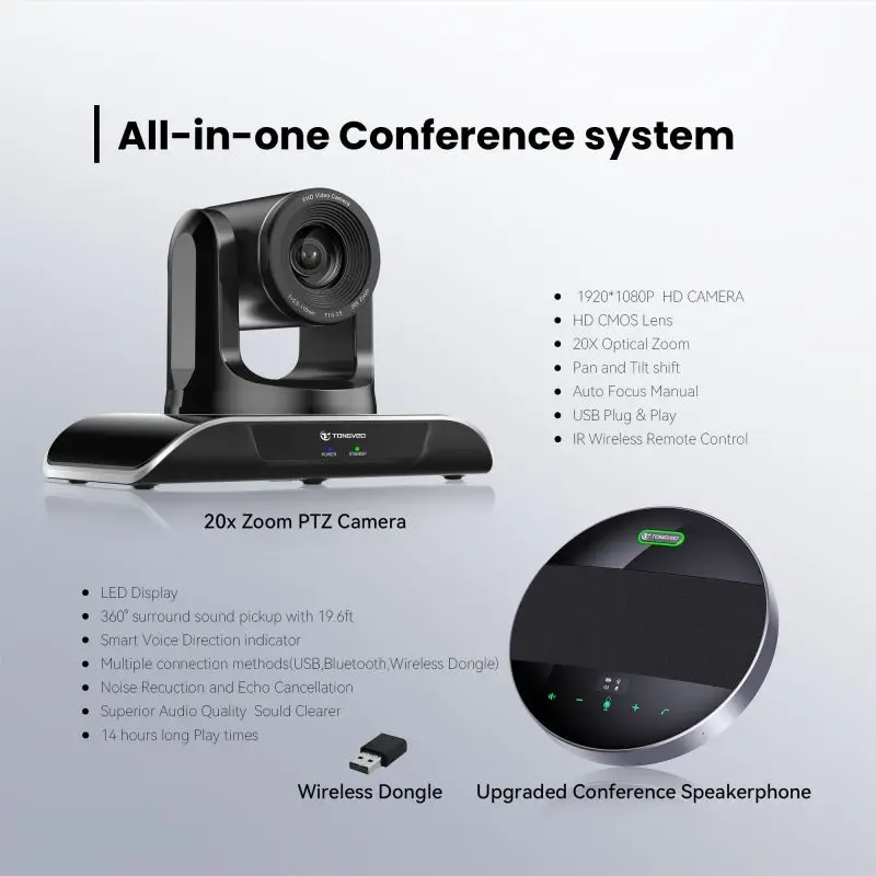 Tenveo 20x zoom conference camera NDI ptz live streaming camera conference camera system